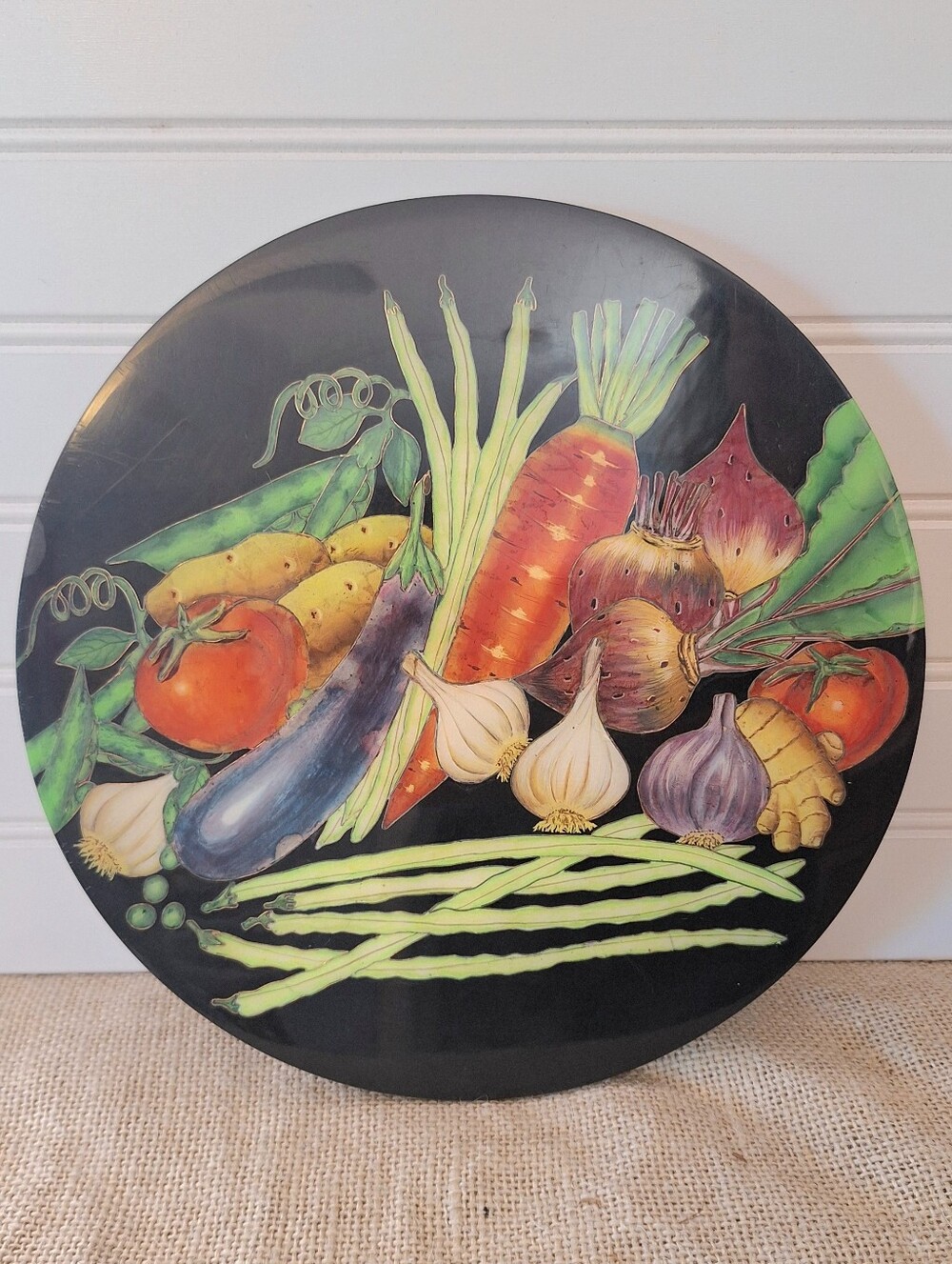 Handpainted Mid Century Vegetable Wall Hanging, Folk Art, Balikbayan Philippines